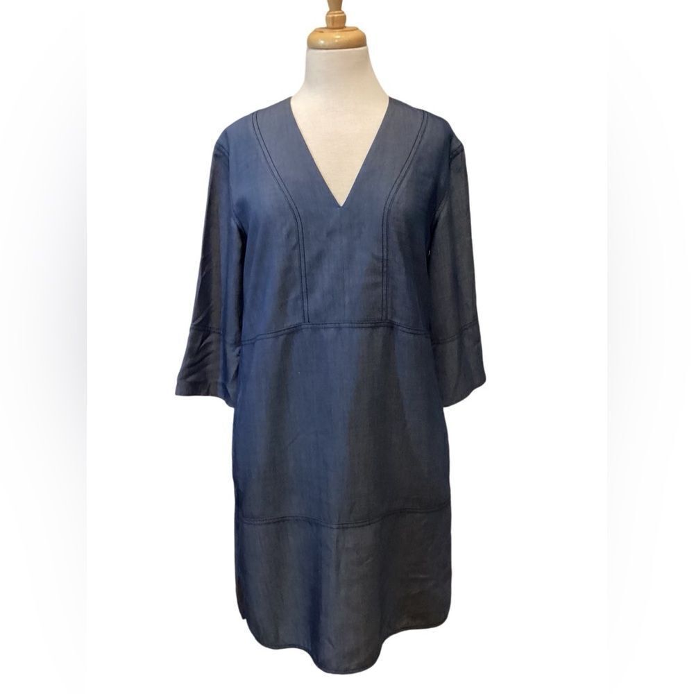 Vince Chambray Blue V-Neck Mini Dress size XS - Picture 5 of 8